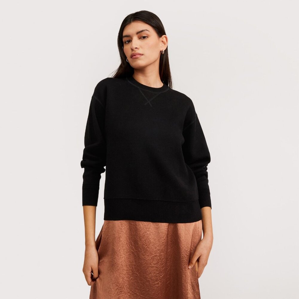 NWT Everlane The Cotton-Merino Sweatshirt Black Base - Size M
